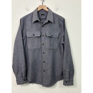 Todd Snyder Mens Medium Blue Grey Cotton Twill Flannel Work Shirt Button Down